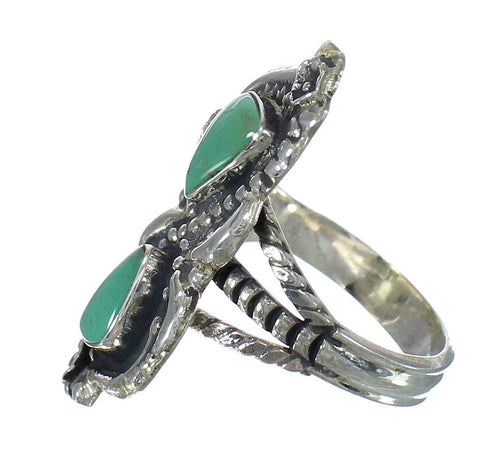 Southwestern Sterling Silver And Turquoise Ring Size 8-1/4 RX62813